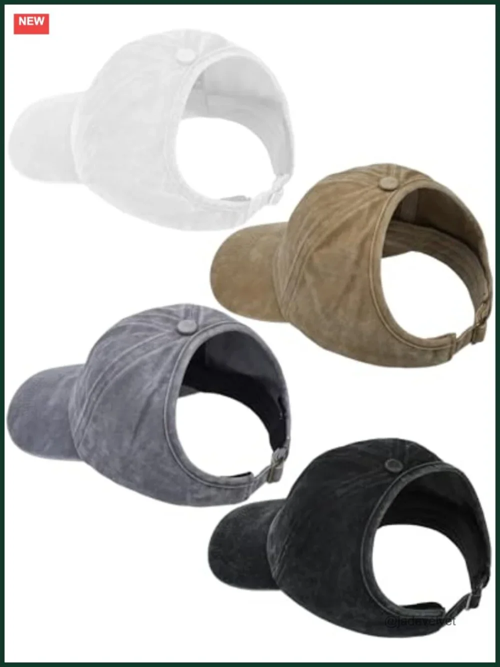 4 Pack Backless Ponytail Hat for Dreadlocks Adjustable Baseball Cap